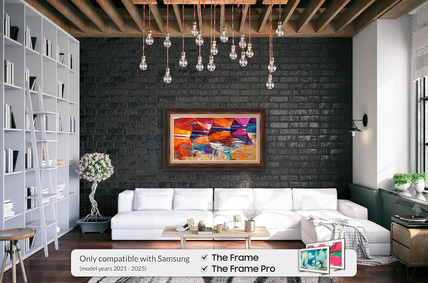 Burlwood 32" Premiere Deco TV Frame - Compatible ONLY with Samsung The Frame TVs (Fits 2021-2025, LS03A, LS03B, LS03C, LS03D, LS03FA)