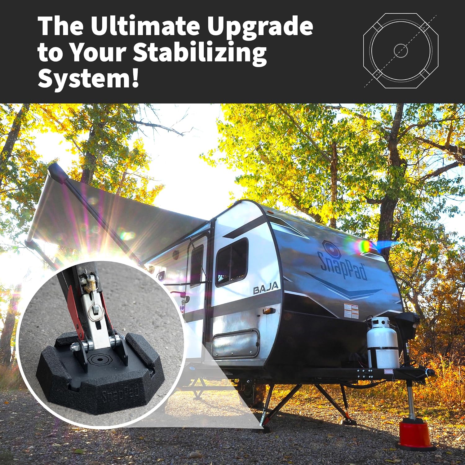 SnapPad SnapJack® QD (Pack of 2) | Two-Point Trailer Jack Stands Featuring 5.5" Metal Foot | Adds 61% Additional Surface Area, 3.79 lbs. Per Pad & 7.25" Total Width | Must-Have RV Accessories