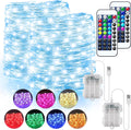 OMIKA 2 Pack 16.4ft 50 LED 16 Colors Battery Operated & USB Powered Fairy Lights, with Remote Waterproof LED String Lights for Bedroom Garden Patio Party Indoor Outdoor Decor(132 Modes)