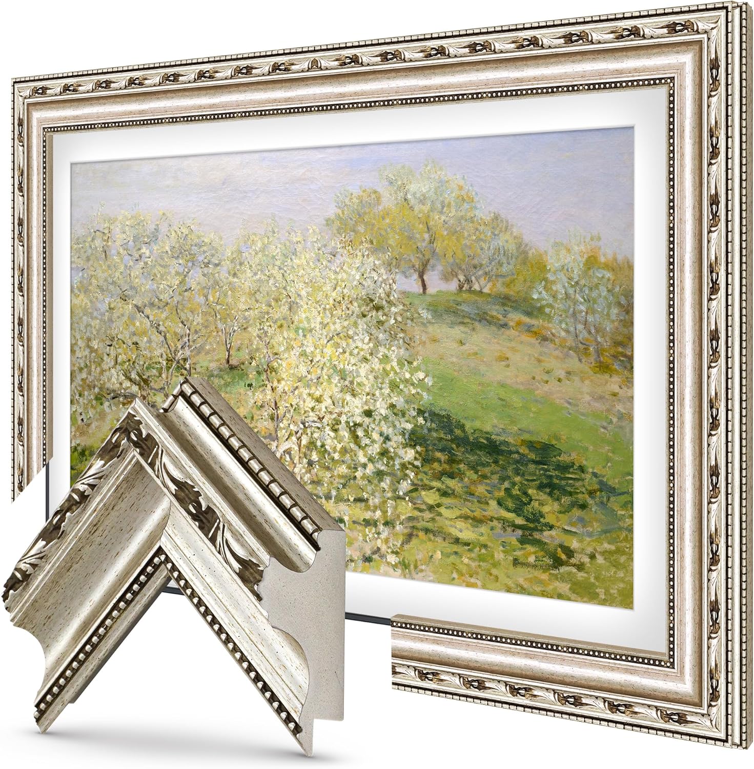 Ornate Silver 55" Premiere Deco TV Frame - Compatible ONLY with Samsung The Frame TVs (Fits 2021-2025, LS03A, LS03B, LS03C, LS03D, LS03FA)