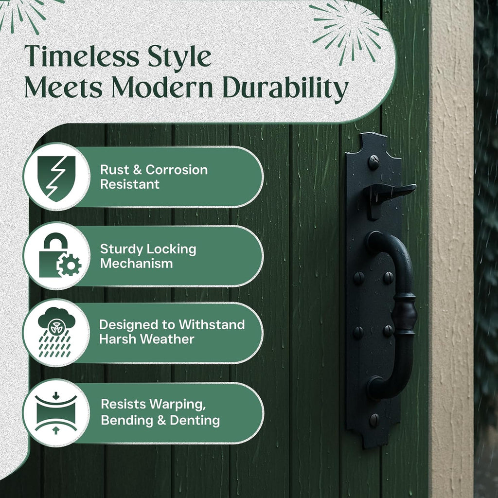 Black Cast Iron Norfolk Door Latches Traditional Gate Or Door 8" Tall Thumb Latches Black Powder Coated Two Sided Gate Latch Locks with Mounting Hardware | Renovators Supply Manufacturing Pack of 3