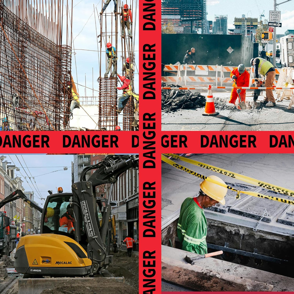 TAPEBEAR Red Danger Tape 3 Pack, 3" x1000ft High Visibility Construction Tape, Red w/Bold Black Print Non-Adhesive Safety Warning Tape for Danger/Hazardous Areas/Halloween Decor