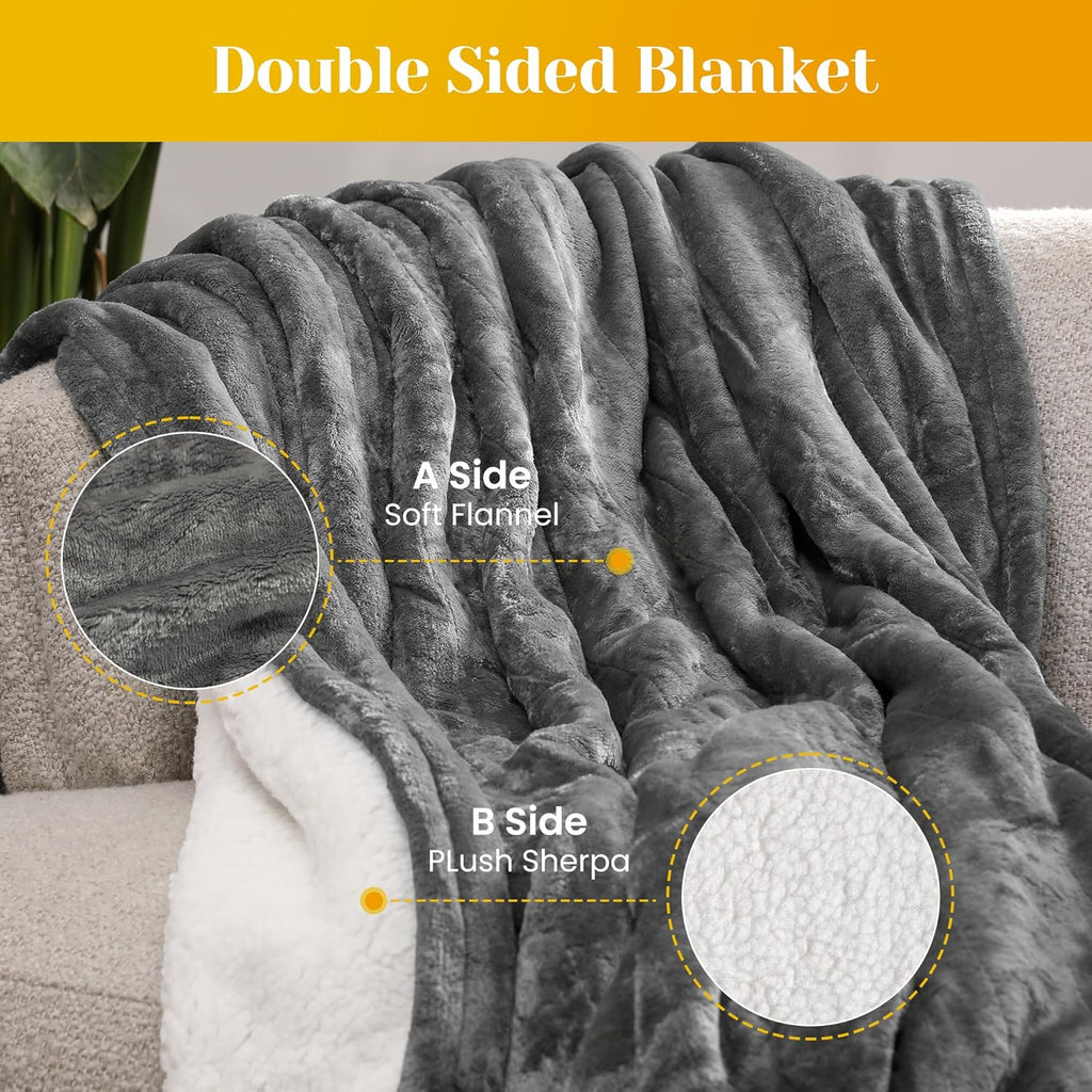 SUNVIVI Heated Blanket Twin Size, Heating Electric Throw Blanket, 10 Heat Settings, 12 Hours Auto Off, Machine Washable, ETL Certified, Overheating Protection, Grey
