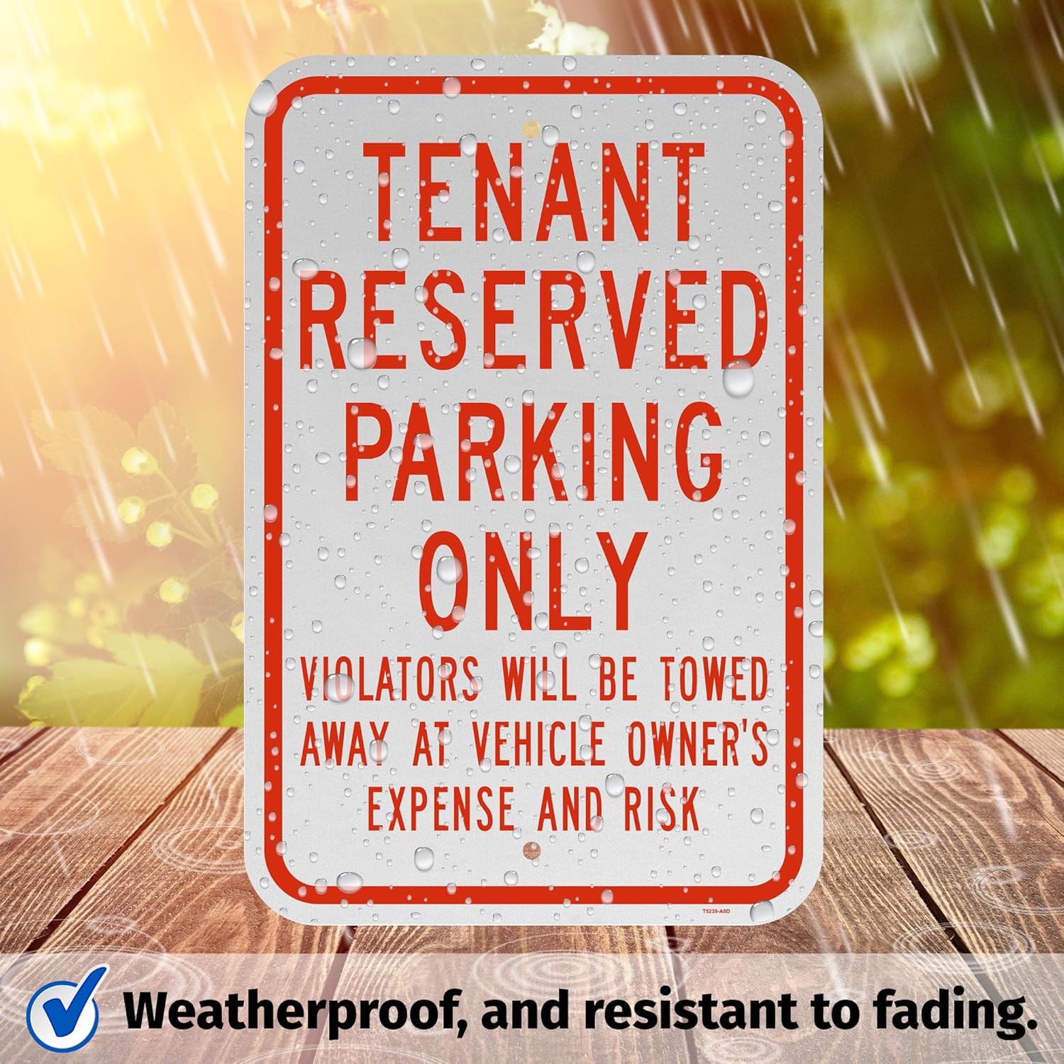 Brimar - 12" x 18" - Tenant Reserved Parking Only Sign - .063″ Engineering Grade Reflective Aluminum - Clear Message - Easy Installation