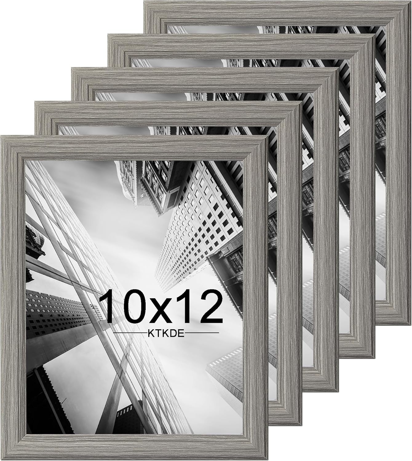 KTKDE 10x12 Picture Frame Set of 5, Wooden frames Grey, Vertical & Horizontal Wall Hanging for Wall or Tapletop Display,Studio Gallery Photo Frame for Photos, Posters & Art Prints