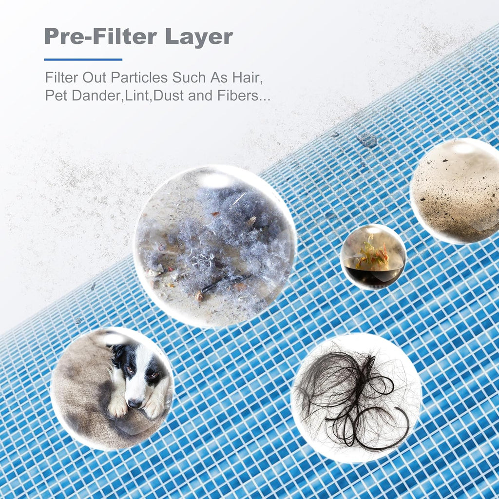 Improvedhand MK01&MK06 Filter Replacement Compatible with AROEVE MK01 & MK06, ToLife TZ-K1, Kloudi DH-JH01 Air Purifier, 4-in-1 Filtration, H13 True HEPA & Activated Carbon Filter,Blue, Pack of 4