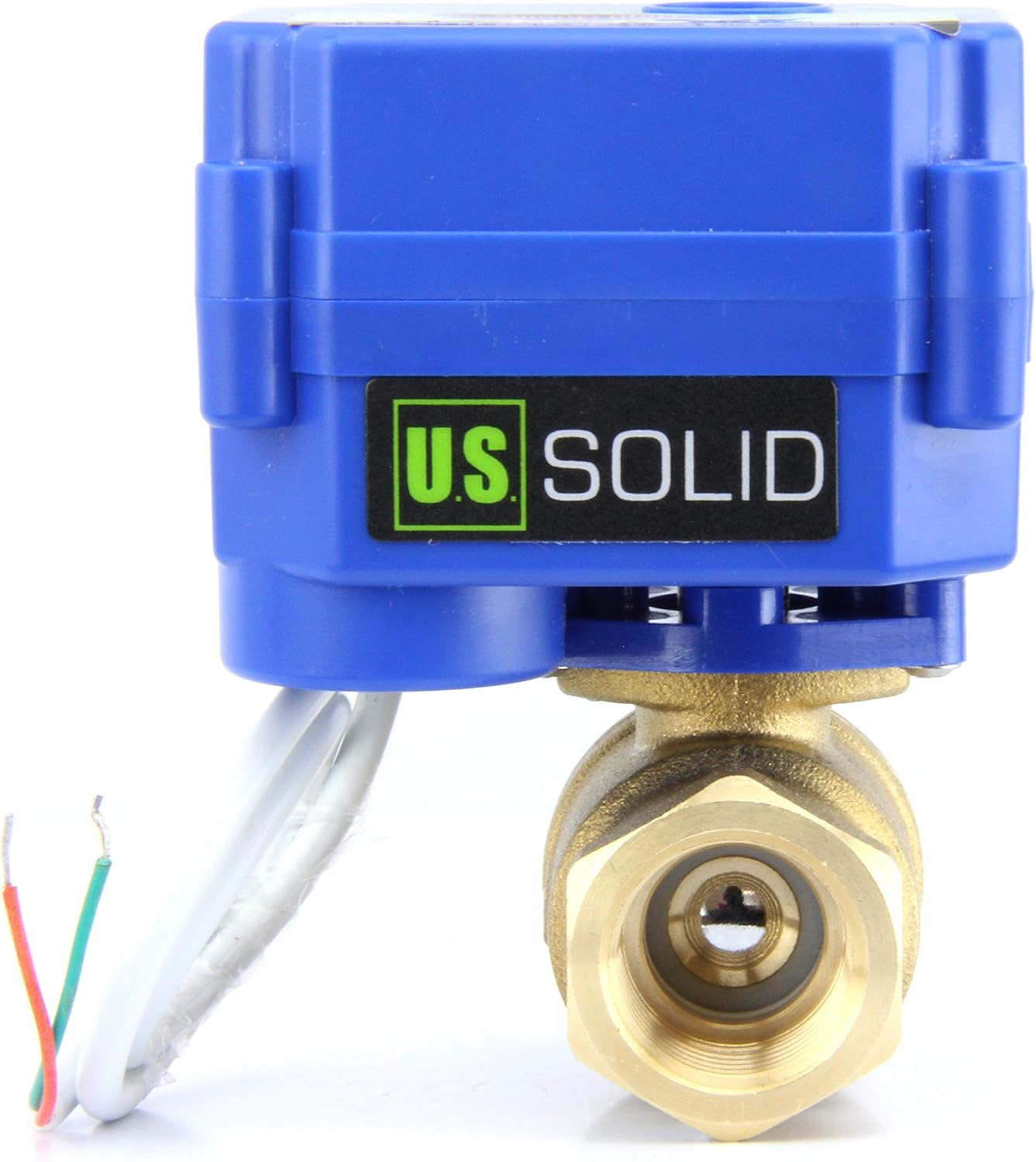 U.S. Solid Motorized Ball Valve- 3/4" Brass Ball Valve with Standard Port, 9-24V AC/DC and 2 Wire Auto Return Setup