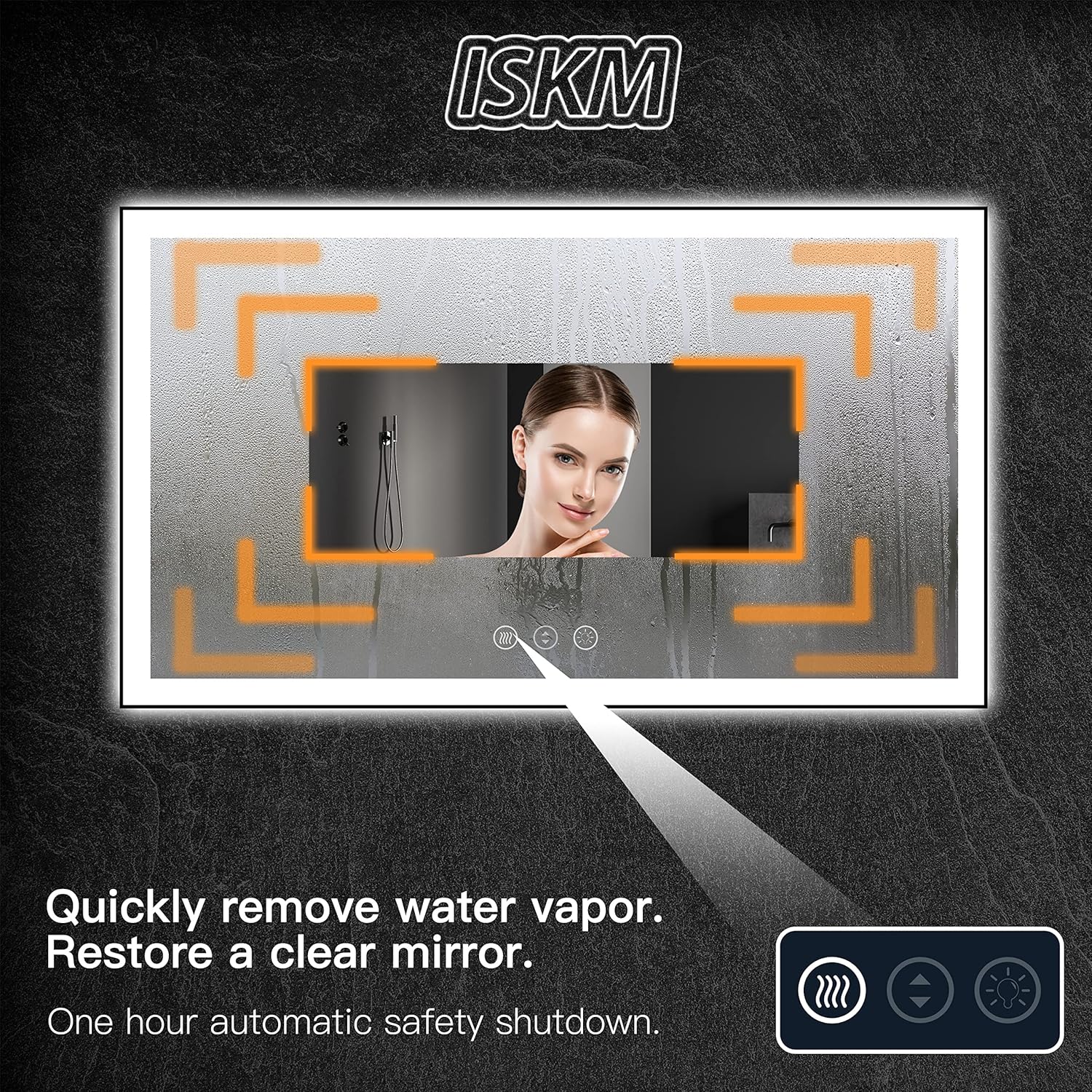 ISKM Framed LED Mirror for Bathroom 60"x28", Dimmable LED Bathroom Mirror with Lights, Anti-Fog, Front and Backlit Lighted Mirror 3-Colors, Shatterproof, Memory Function