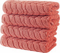 BAGNO MILANO Turkish Bath Towels, Soft Plush Jacquard Luxury Bath Towels, Quick Dry Towel Set (Coral Red, 4 Pcs Hand Towel Set)
