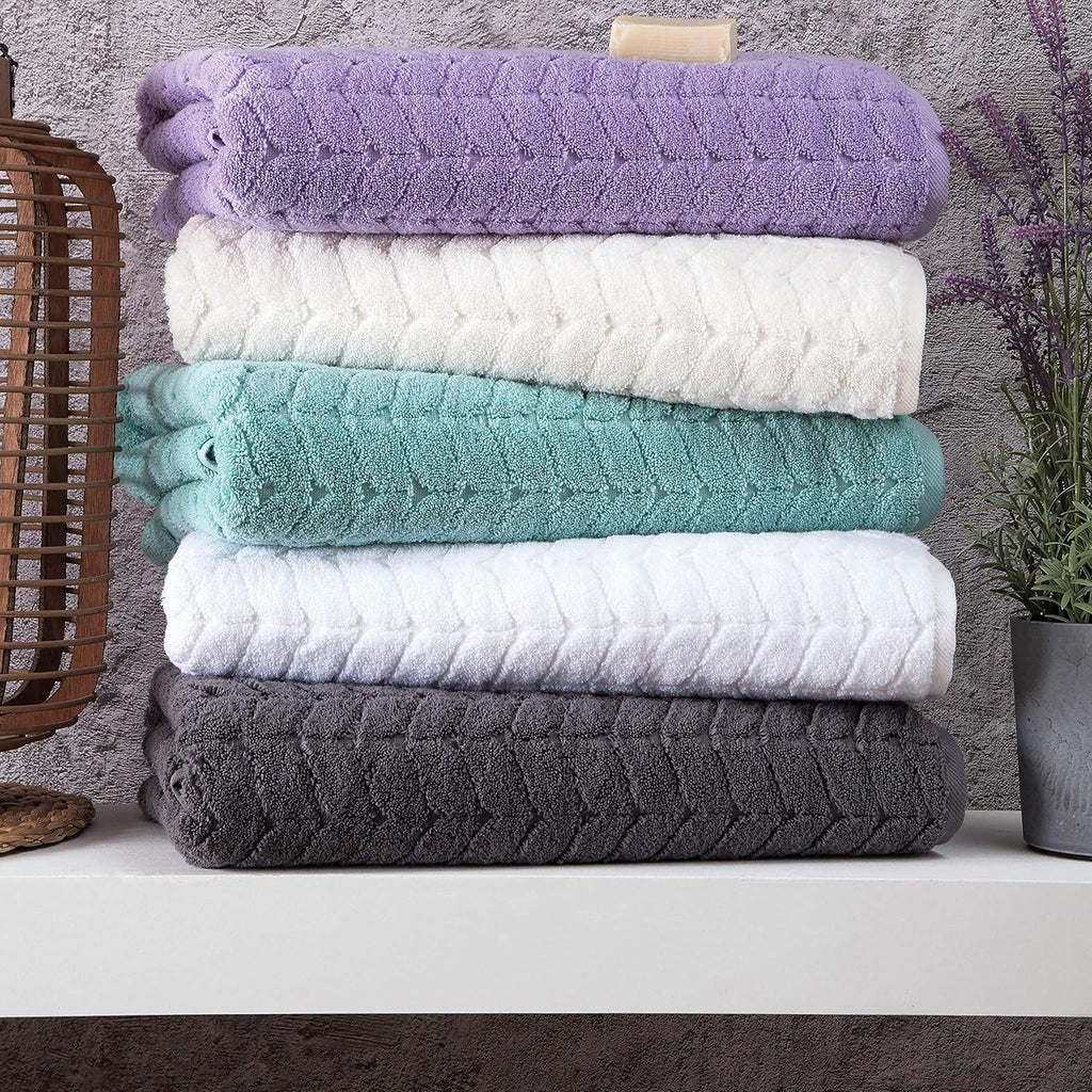 BAGNO MILANO Turkish Bath Towels, Soft Plush Jacquard Luxury Bath Towels, Quick Dry Towel Set (Lavender, 6 pcs Towel Set)