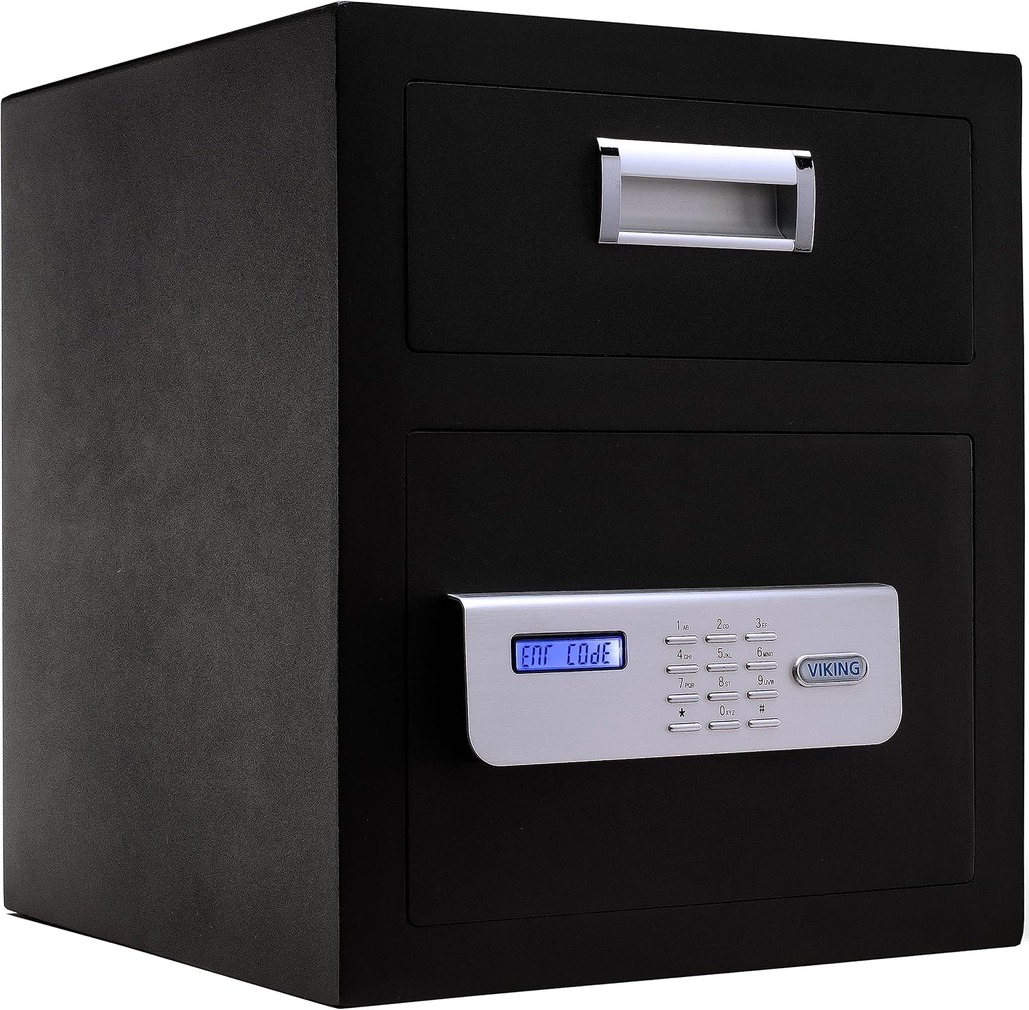 Viking Security Safe VS-40DS Heavy Duty Depository Safe with Drop Slot – Digital Keypad Money Safe for Cash, Business, Home, Office, Retail – Anti-Fish Design, LCD Display, Motorized Lock, Backup Key