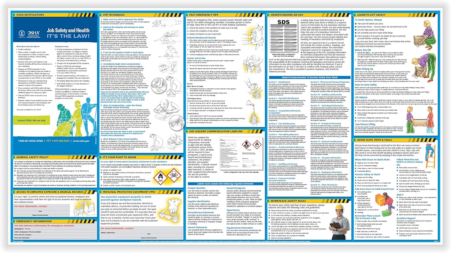 ComplyRight OSHA All-in-One-Safety Poster with GHS Updates- Employee Information Poster